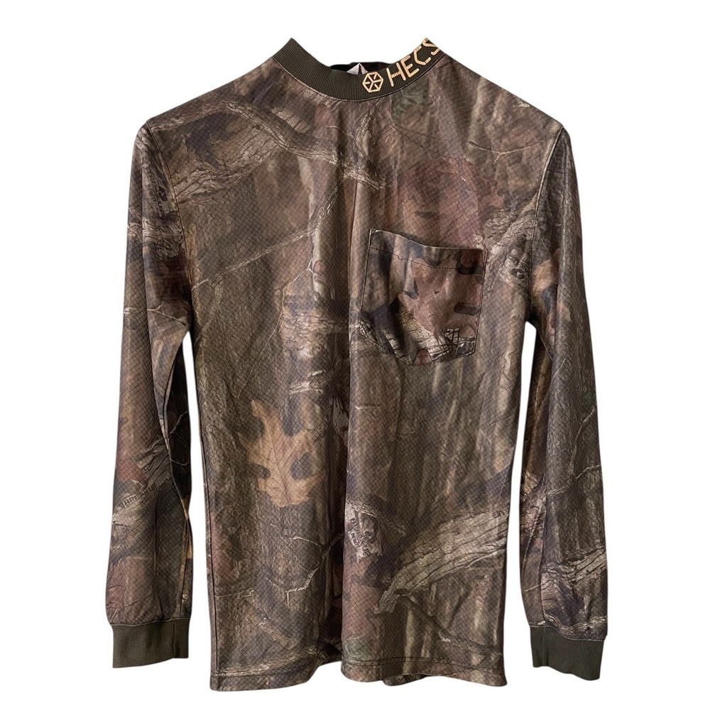 Vtg HECS Men Stealthscreen Mossy Oak Break Up Infinity Hunting Shirt Baselayer M